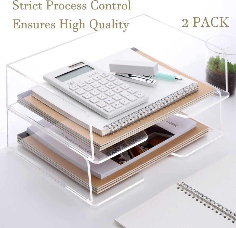 HeZone Acrylic Paper Tray Desk Organizers and Office Suplies Document Storage Enlarged Letter Tray Clear Paper Organizer (Large Horizontal)… - Image 3
